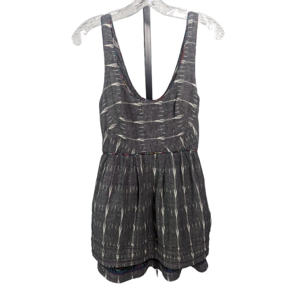 FREE PEOPLE NEW ROMANTICS Weather Vane IKat Embroidered Boho Cotton Dress Sz 2